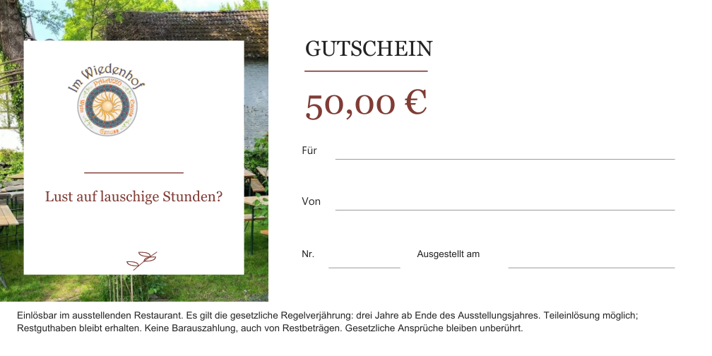 Palazzo im Wiedenhof: Gutschein über 50 Euro mit neuer Bildgestaltung und langen Namenszeilen.