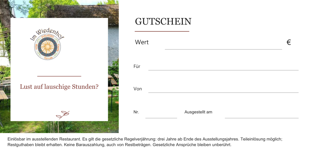 Palazzo im Wiedenhof: Gutschein mit handschriftlichem Wertfeld mit neuer Bildgestaltung und langen Namenszeilen.