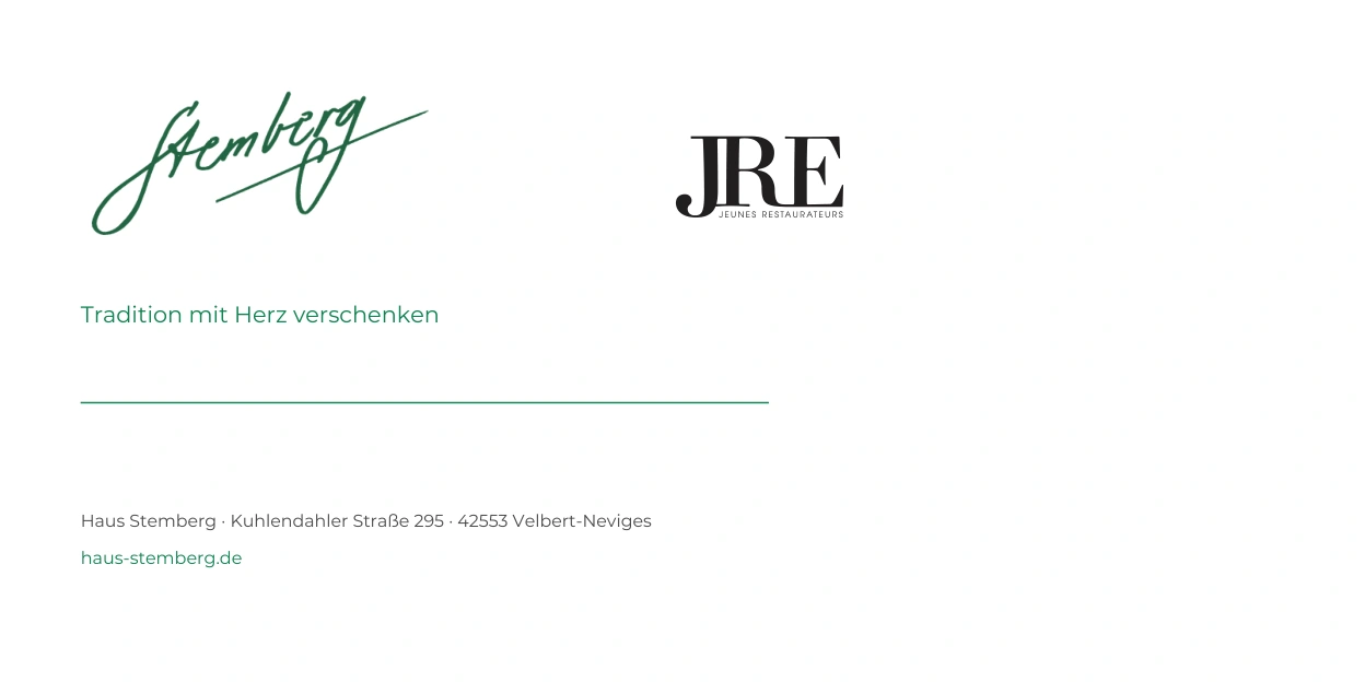 Haus Stemberg Kuvert mit beiden Original-Logos und Adresse unten links in einer Reihe